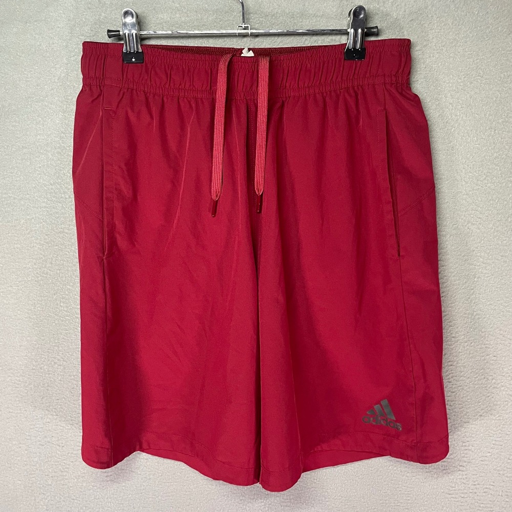 Adidas Athletic Shorts Mens M Burgundy CF9922 Drawstring Pockets‎